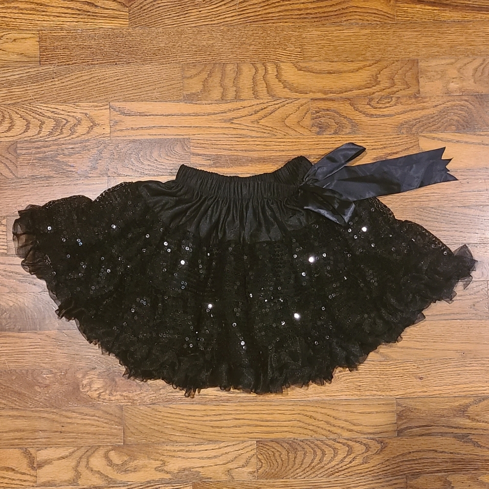 Black Ruffled Sparkly Sequin Skirt Size 4-6x